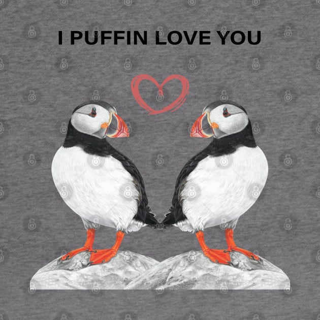 I Puffin love you engagement - wedding gift - anniversary gift - couple gift - fiancé gift by IslesArt